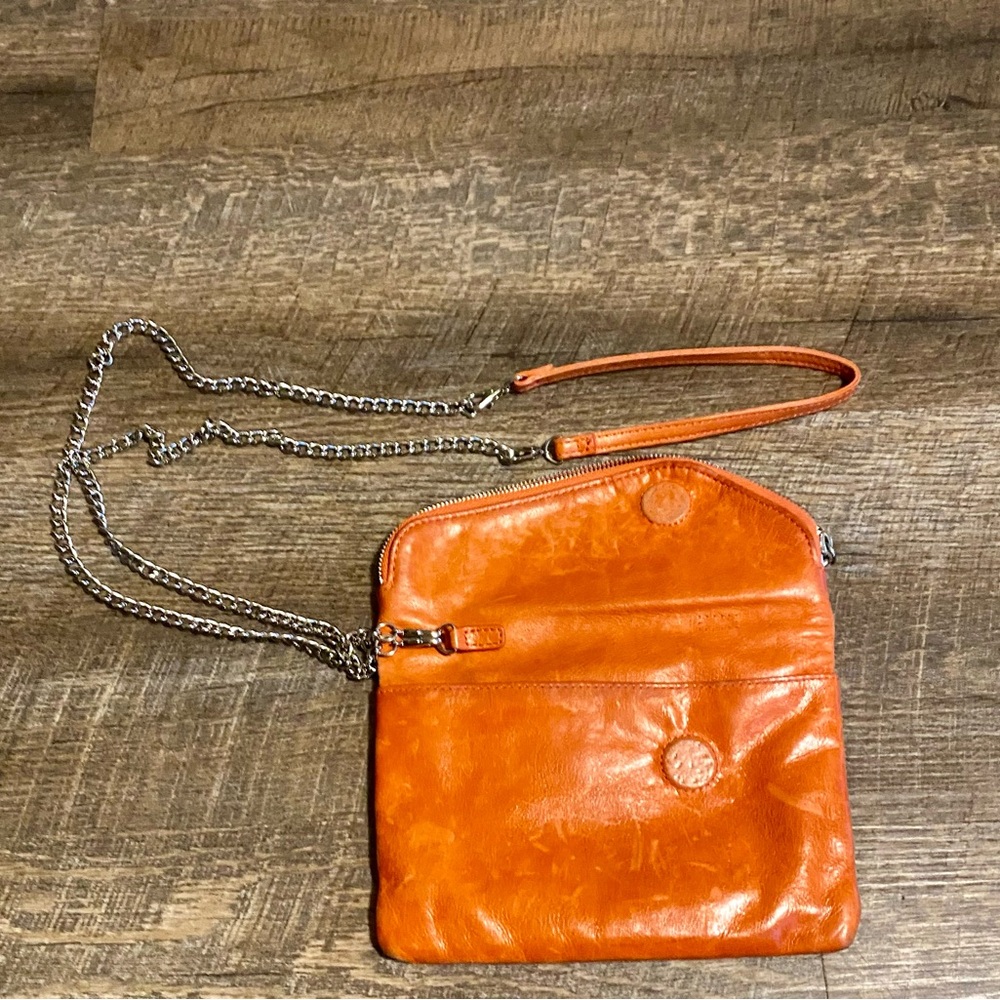 HOBO Daria Leather Orange Crossbody Clutch